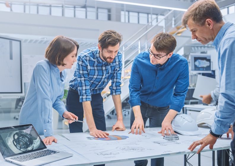 group of engineers meeting
