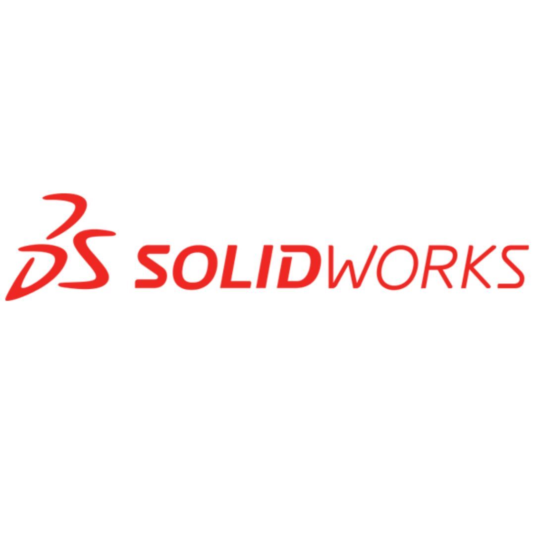 A red solidworks logo on a white background