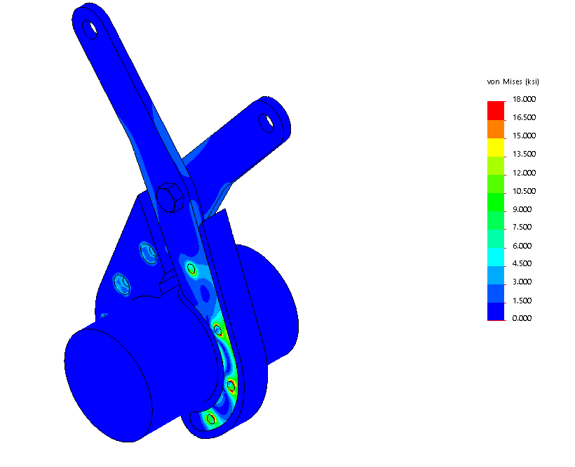 A blue and red drawing of a mechanical device