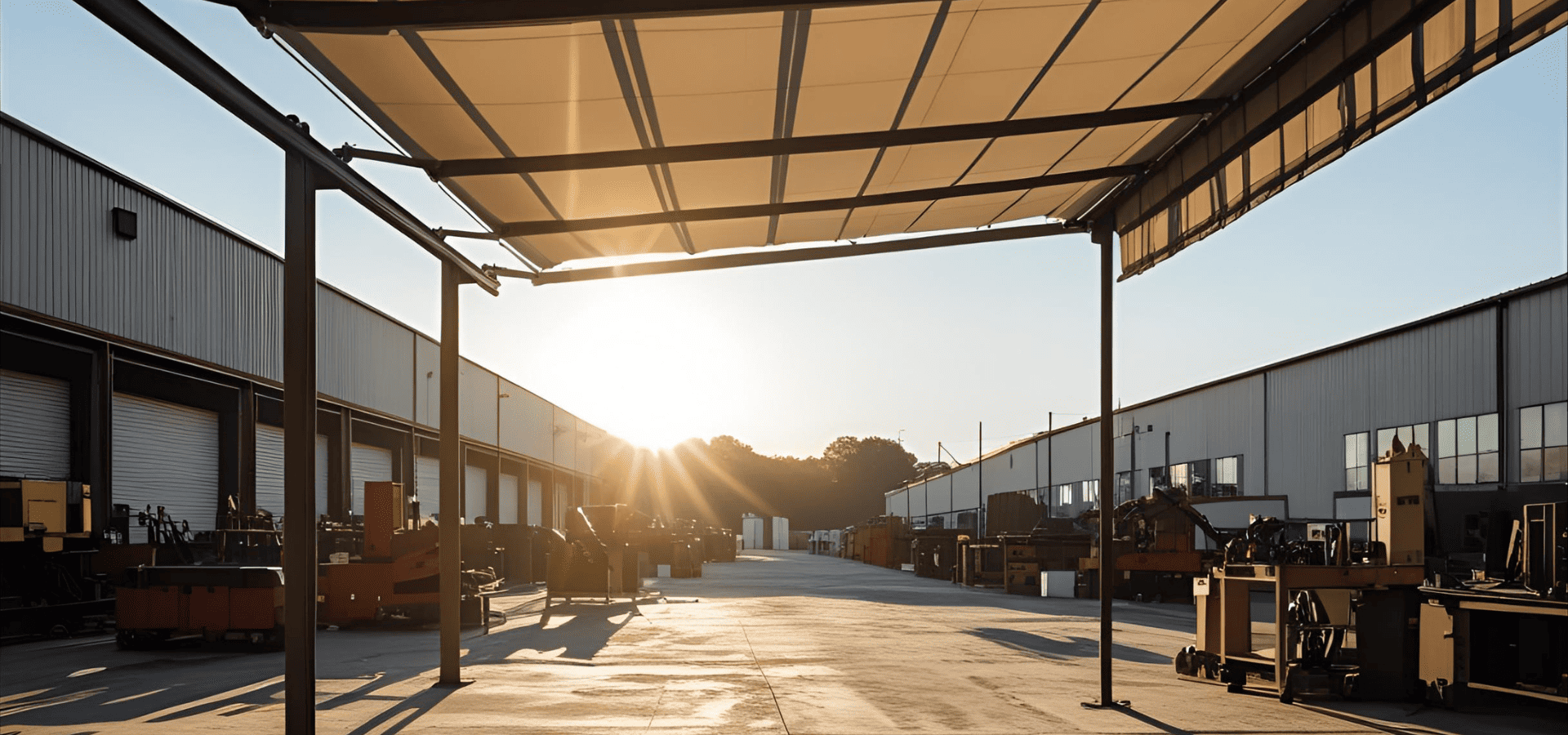 Fixed frame awning at a warehouse in Singapore