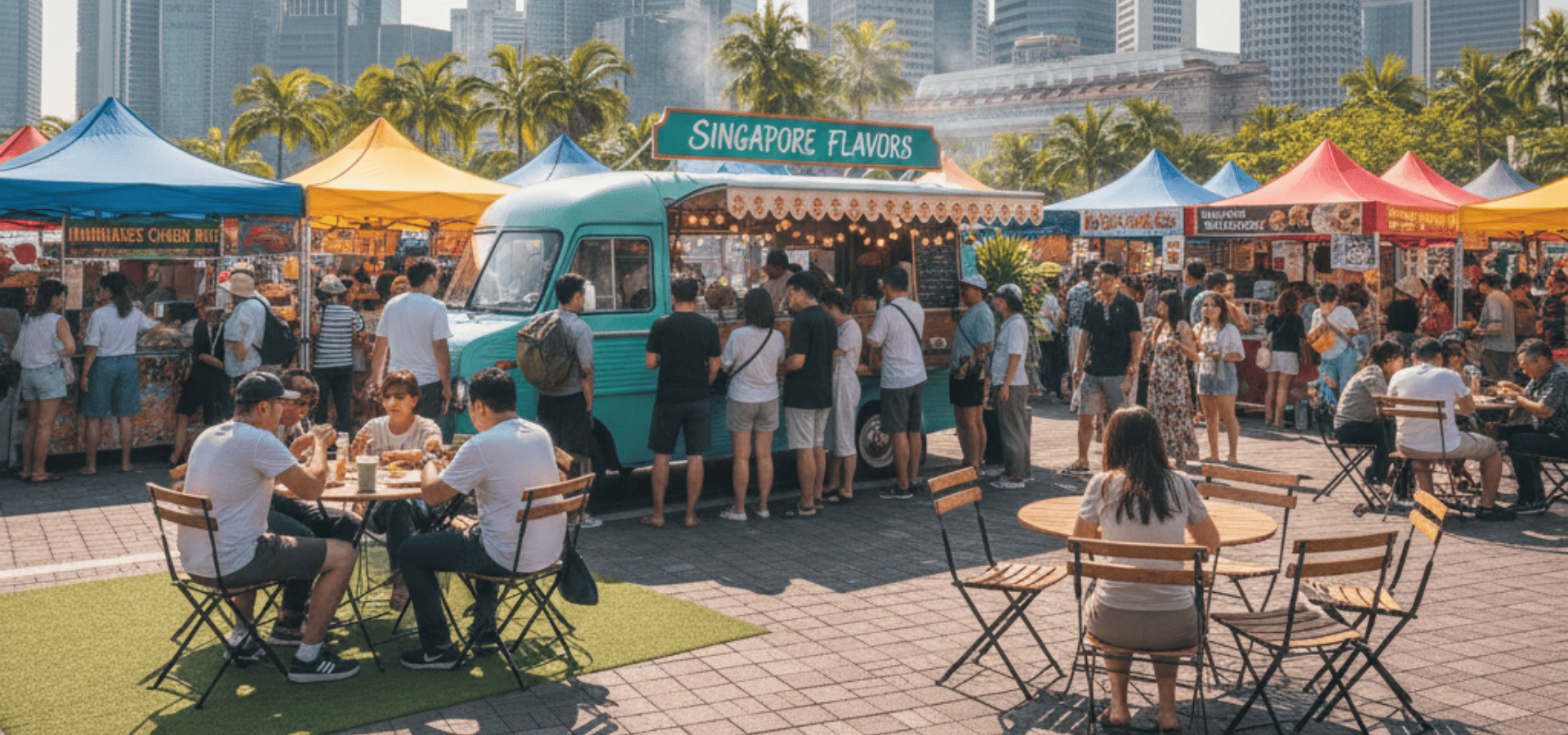 Food fair at Marina Bay Sands under the hot sun