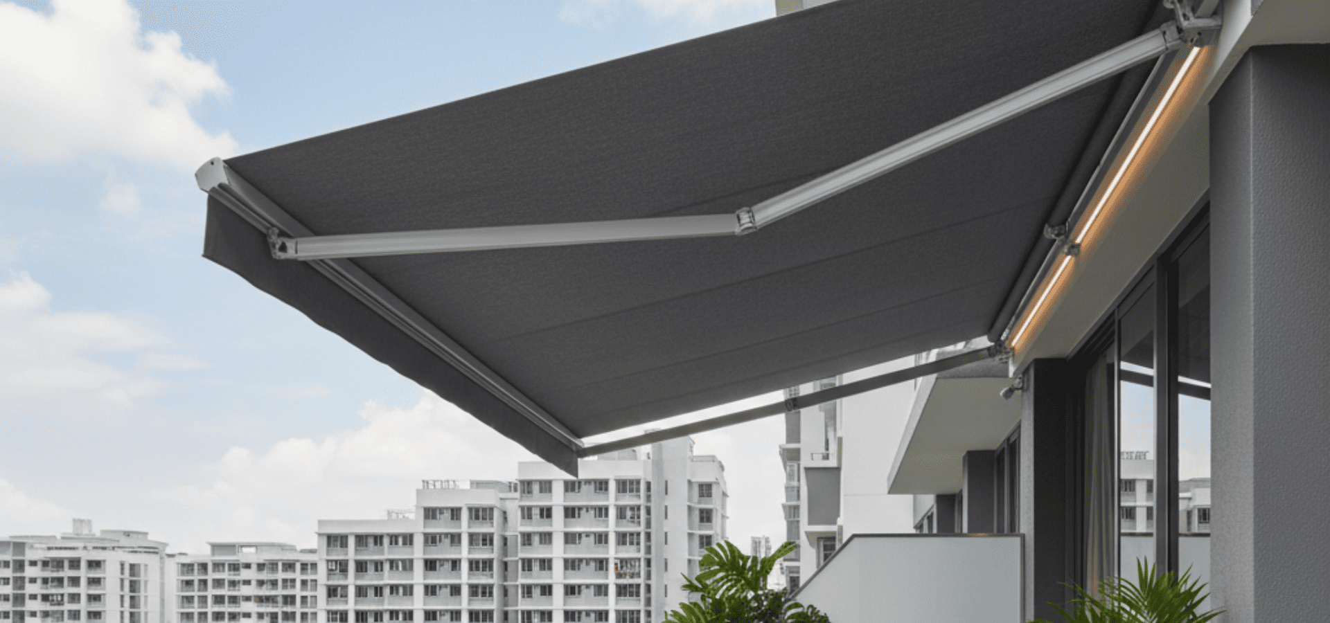 Luxury retractable awning at a condo in Singapore