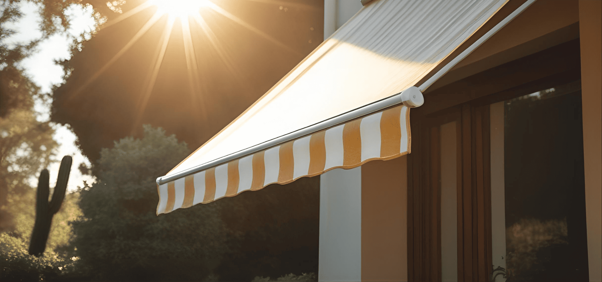 Photocatalytic-coated yellow striped awning