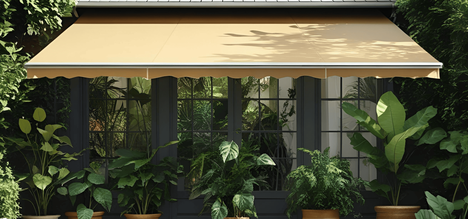 Outdoor retractable awning for plant shade