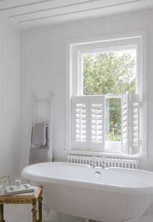 white wooden shutters in bathroom cannock