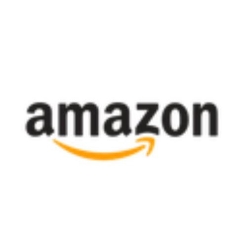 Amazon logo with black text and an orange arrow-like smile.