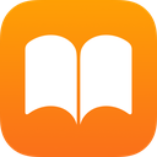Orange square with white open book icon.