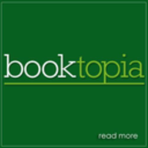 Booktopia logo, white text on green background.
