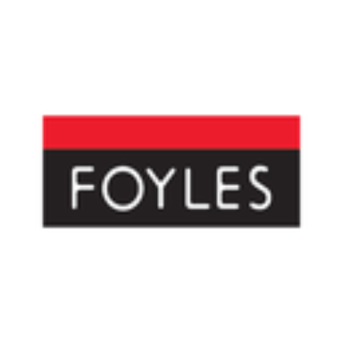 Foyles bookstore logo: black rectangle with red top, white text.