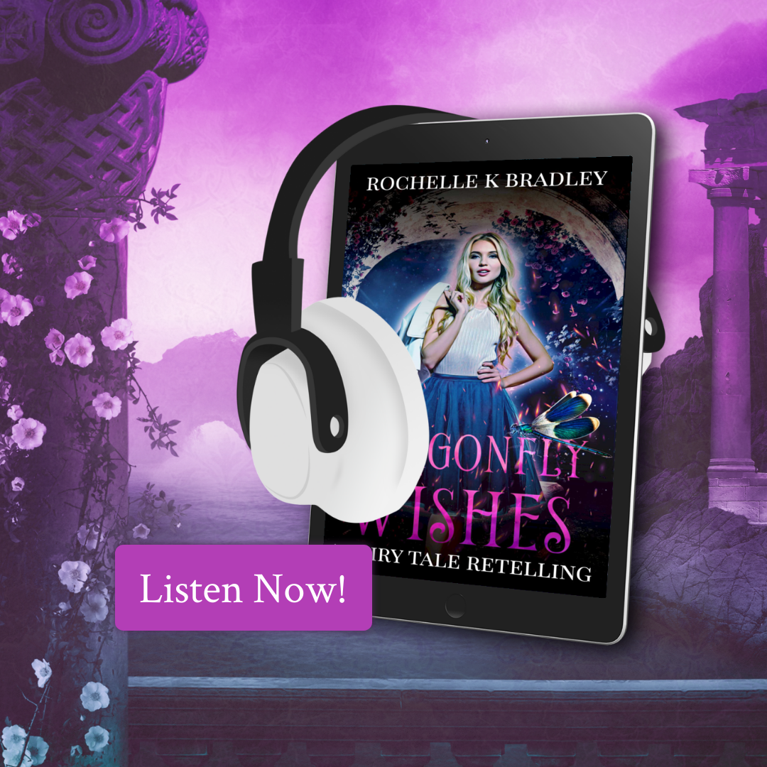 An ebook cover with headphones on it. The cover has a blonde woman, and the book title 
