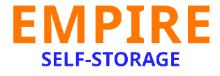 An orange and blue logo for empire self storage