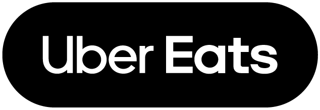 A black button with the word uber eats on it.