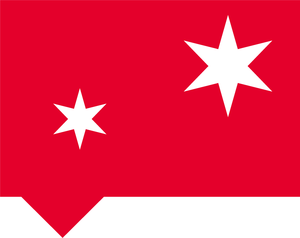 A red background with two white stars on it