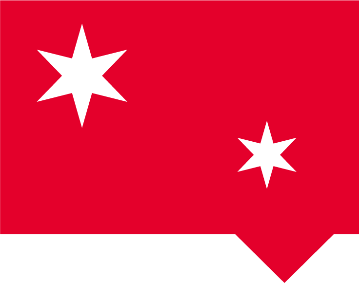 A red flag with two white stars on it