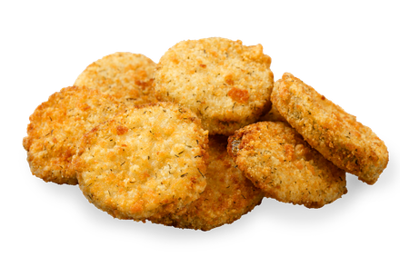 A pile of hash browns on a white background