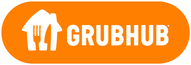 The logo for grubhub is orange and white