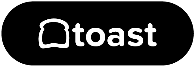 A black button with the word toast written on it.