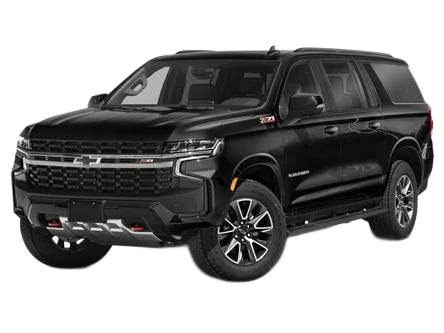 A black Chevrolet Suburban Z71 SUV shown from a front three-quarter angle against a white background.