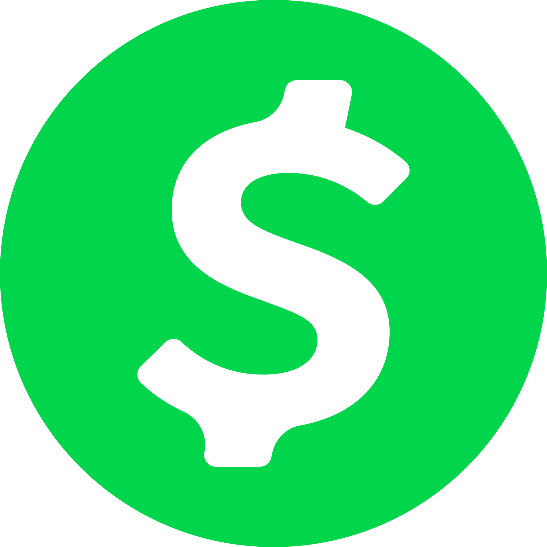 A white dollar sign in a green circle.