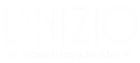 Logo blanc avec l'inscription « L'INIZIO » au-dessus d'une ligne de texte décorative plus petite, centrée sur un fond noir.