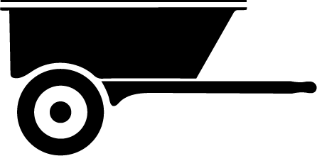 Schwarze Silhouette eines Anhängers mit einem einzigen Rad.