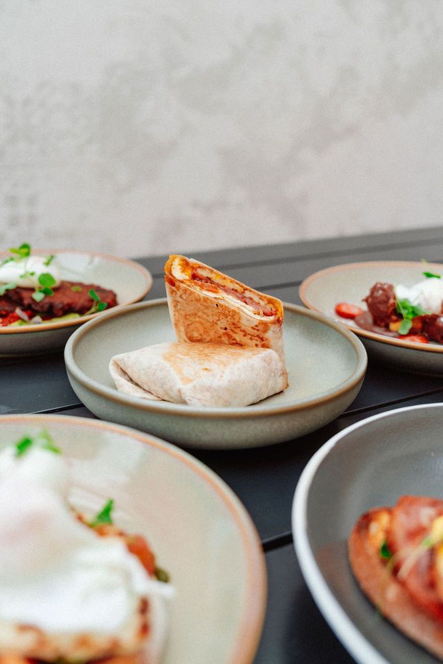 A close up of a plate of food on a table.