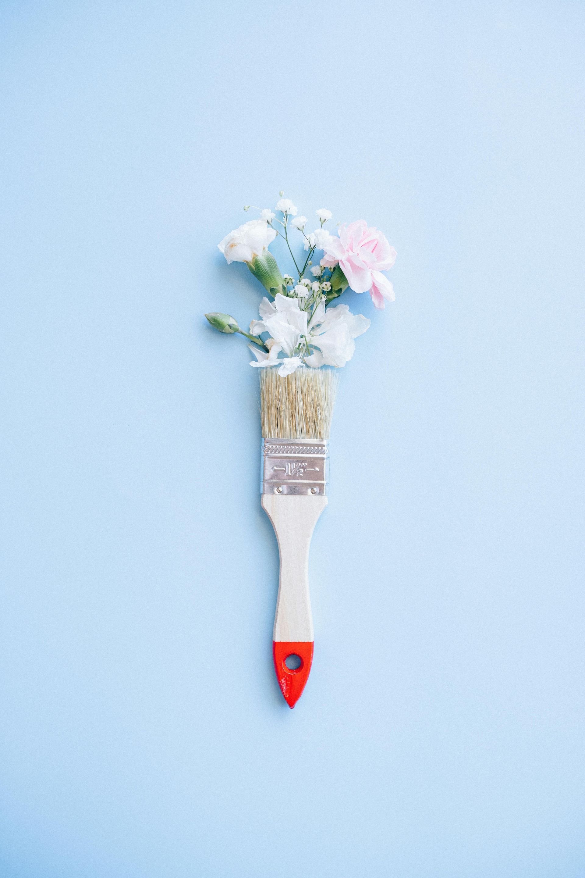 paint brush with flowers