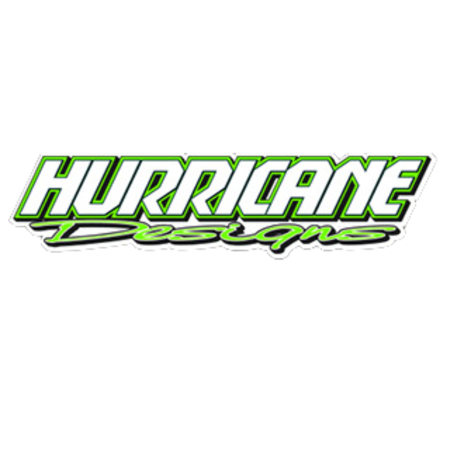 The hurricane designs logo is green and black on a white background.