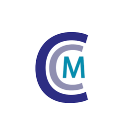 Blue and gray logo with letter 