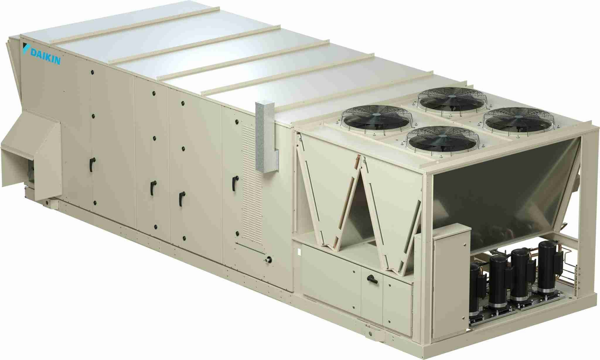 A large white box with a lot of fans on it