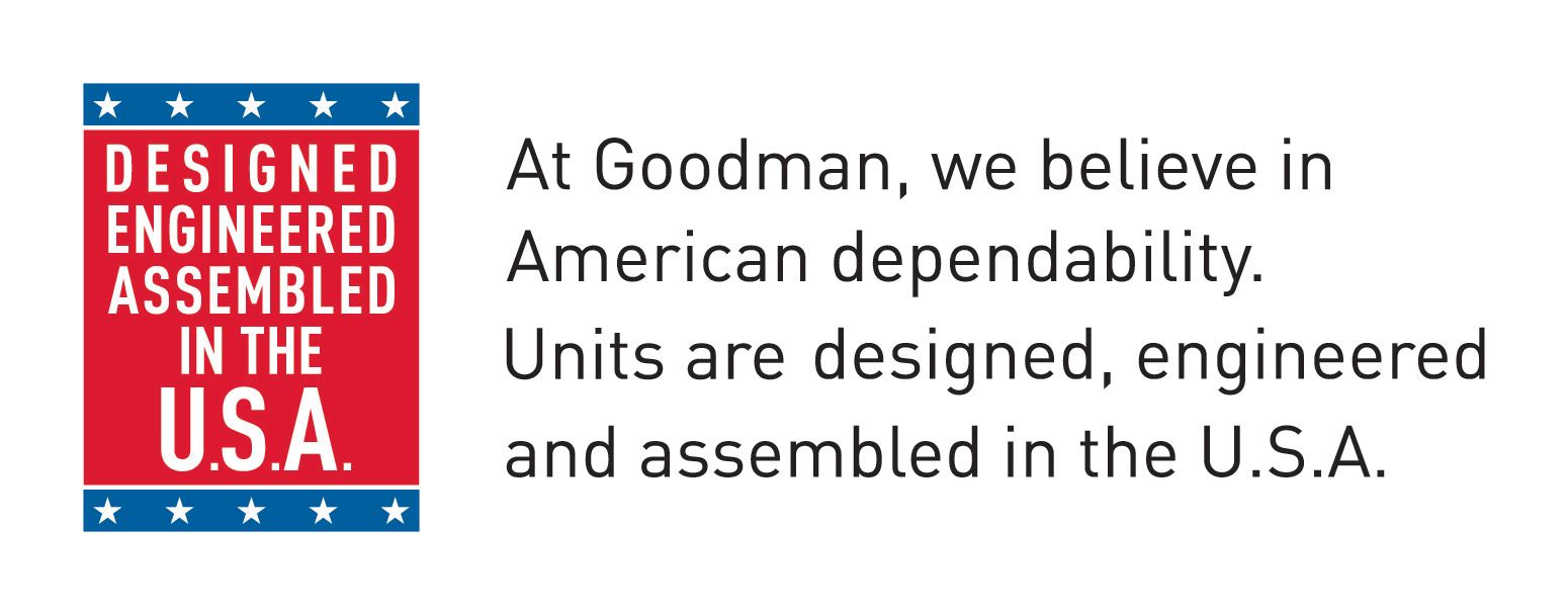 A logo that says designed engineered assembled in the usa