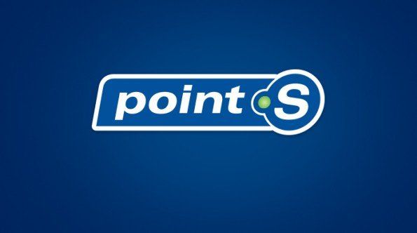 Le logo du point s est sur un fond bleu