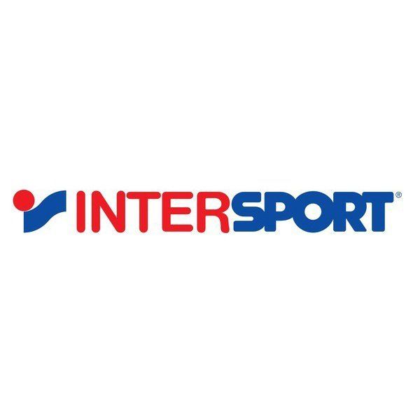 Un logo bleu et rouge pour intersport sur fond blanc