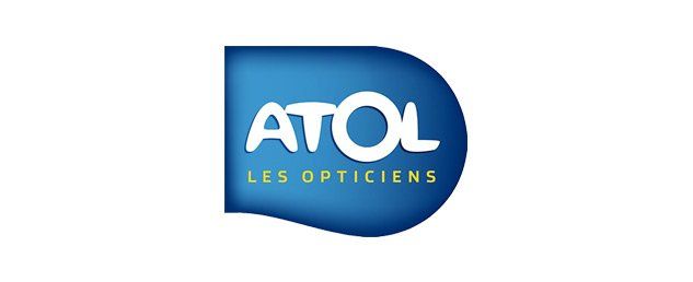 Un logo bleu pour une entreprise appelée atol les opticiens