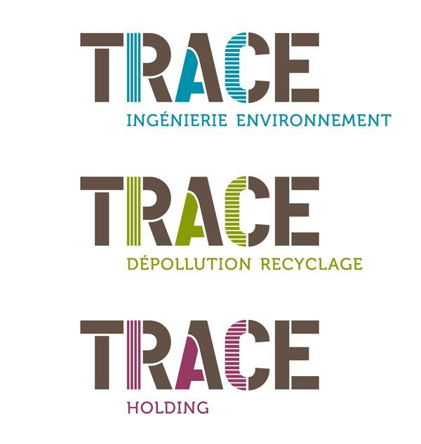 Trois logos différents pour la trace de l'entreprise