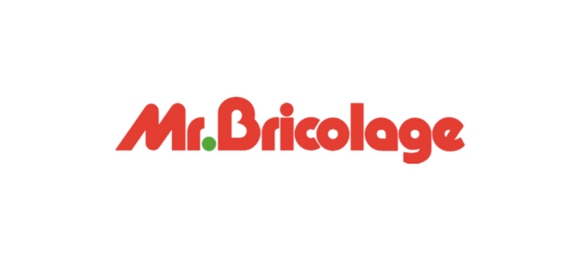 Le logo mr bricolage est rouge et blanc sur fond blanc.