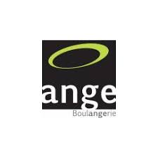 Le logo d'ange boulangerie est un cercle vert sur fond noir.