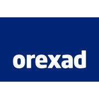 Le logo orexad est sur fond bleu.
