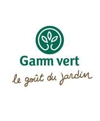 A logo for a company called gamma vert le goût du jardin.