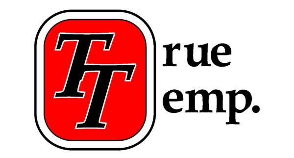 Red square logo with two black "T"s, the words "True Temp" to the right.