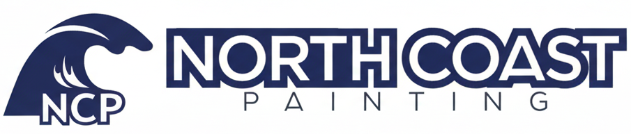 Logo for North Coast Painting: Blue wave design with "NCP," and company name in white text.