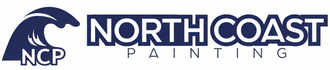 Logo for North Coast Painting: Blue wave design with "NCP," and company name in white text.