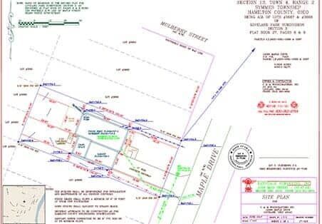 A map showing the location of maple street