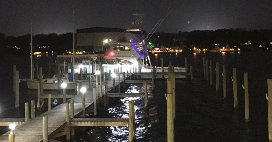 Fishing Destin, FL | Destin Harbor | Charter Boat Relentless | www.charterboatrelentless.com | A Luxury Charter Boat at Everyday Rates | 65' x 20' | Large Boat | Small Marina at Night!