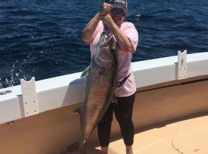 Fishing Destin, FL | Destin Harbor | Charter Boat Relentless | www.charterboatrelentless.com | A Luxury Charter Boat at Everyday Rates | 65' x 20' | Nice Amberjack!