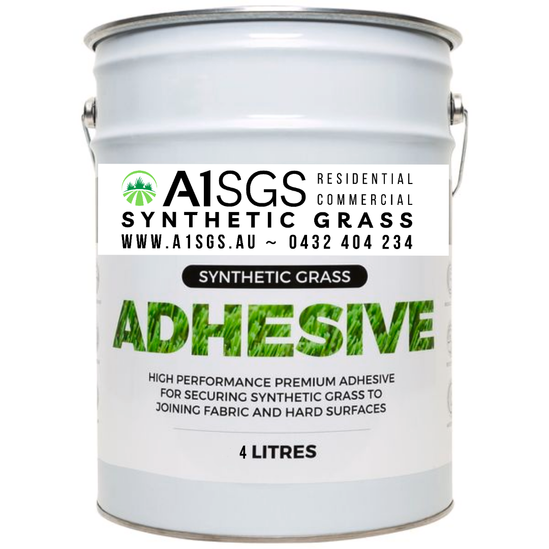 A bucket of adhesive for synthetic grass on a white background