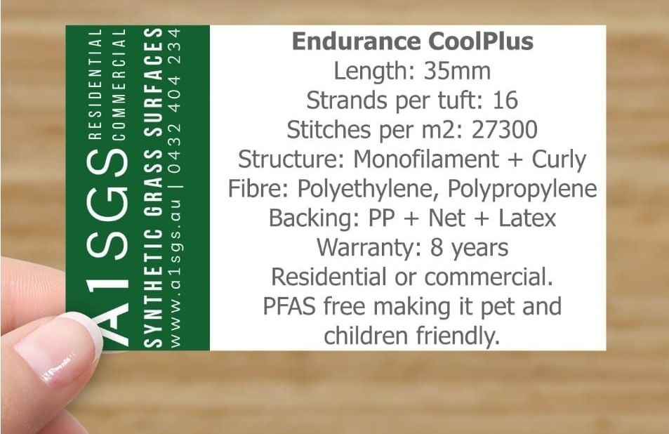 A person is holding a card that says endurance coolplus