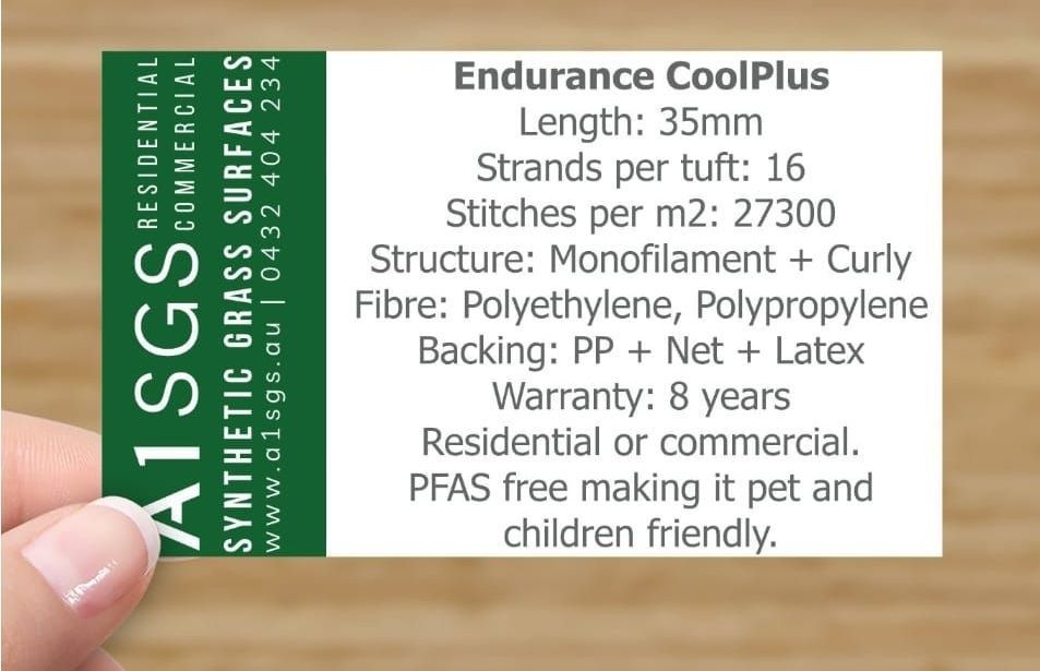 A person is holding a label that says endurance coolplus