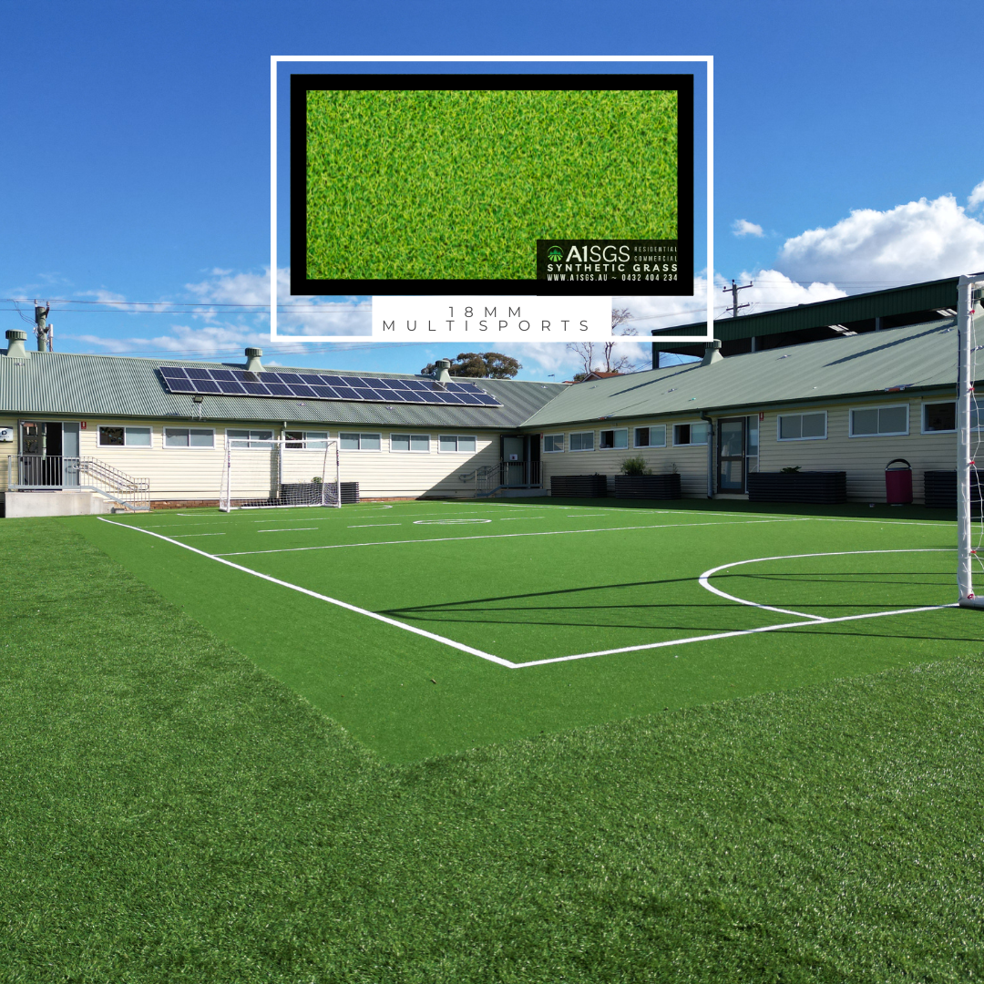 A soccer field with a picture of a field in the background