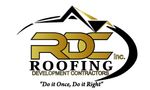 Logo for RDC Roofing Inc. in gold and black with a roof icon and the slogan 